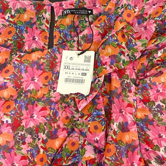 ZARA Blogger Fav Floral Ruffle Mini Dress New Plus Size - Picture 10 of 16